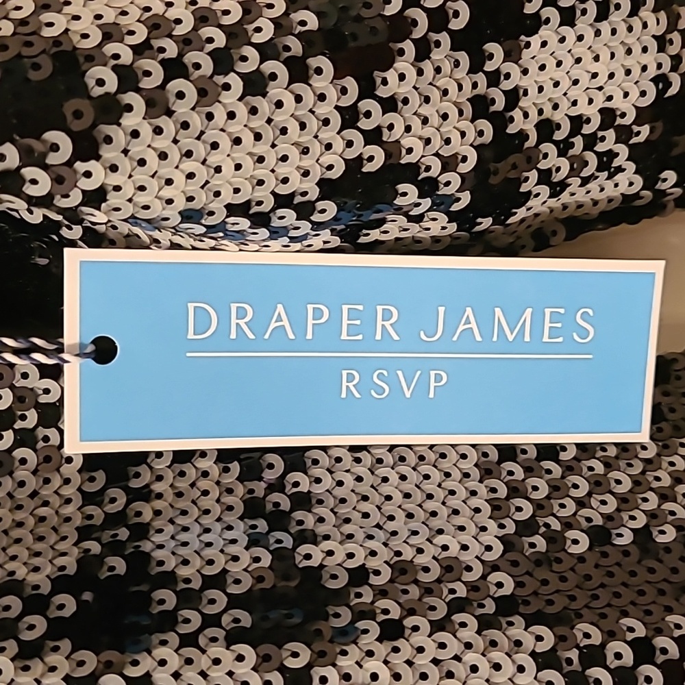 DRAPER JAMES WOMENS BLACK & WHITE SEQUIN SHEATH DRESS SIZE 4 - Picture 6 of 17